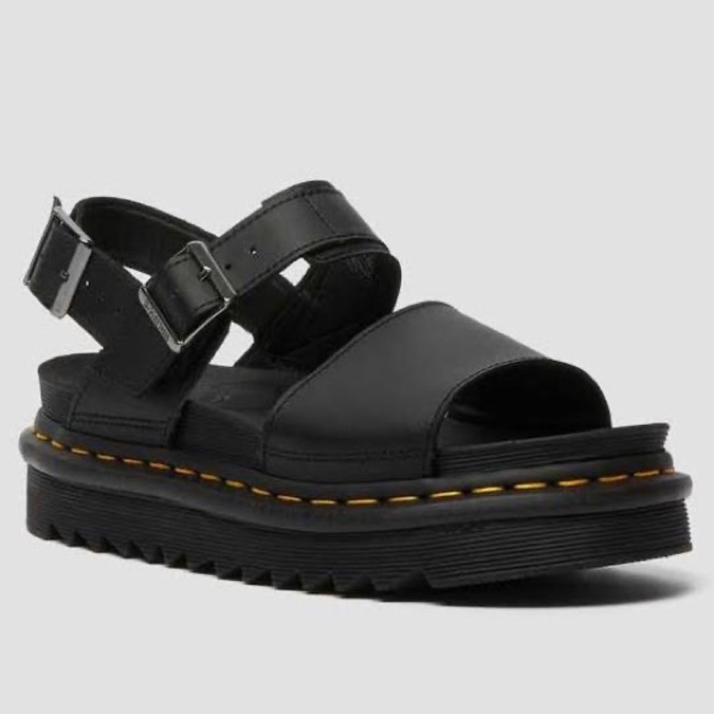 Dr. Marten Black Platform Voss Sandals